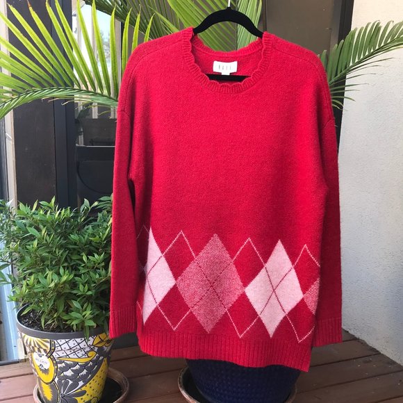 Elle Sweaters - Awesome Argyle Sweater  - L
